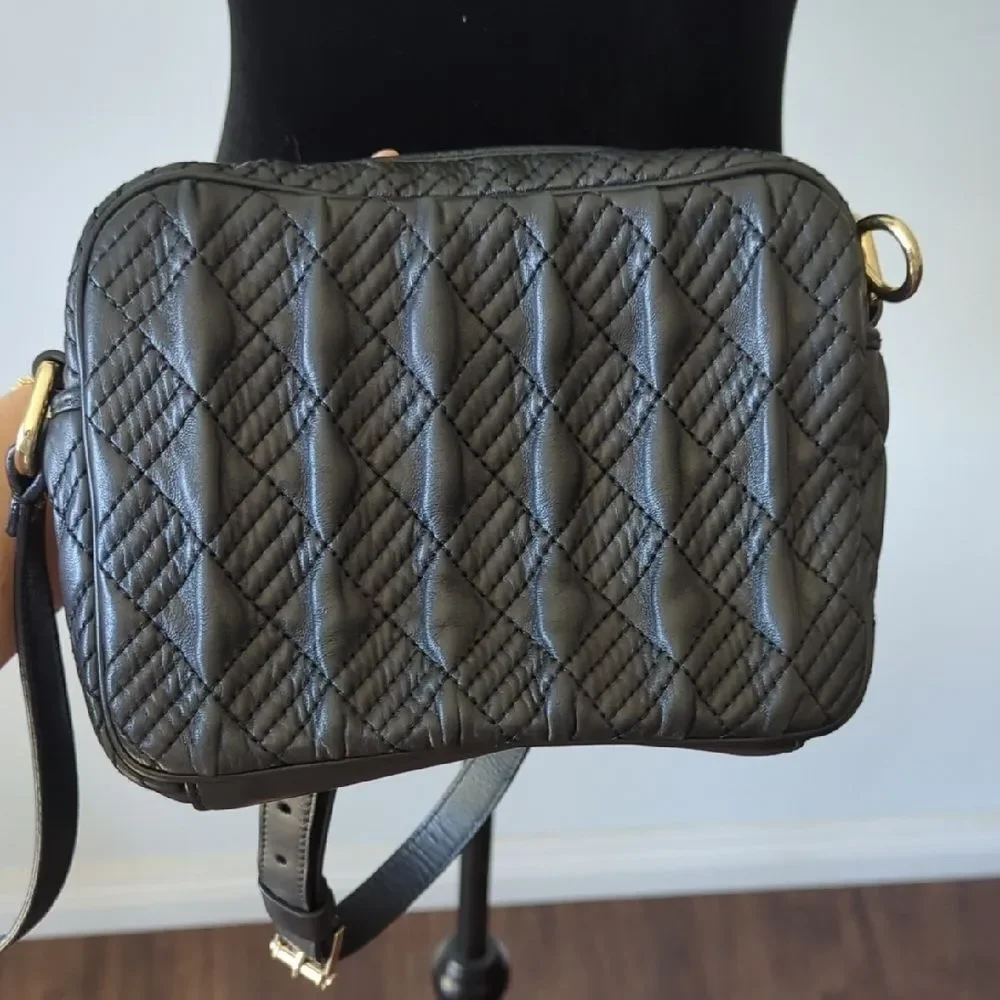 Quilted Black and Gold Crossbody Bag